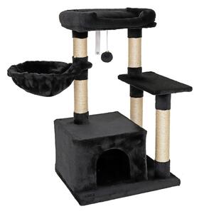 Tiragraffi compatto lionto 85 cm, albero per gatti salvaspazio con palla da gioco, tronco in sisal e superficie tiragraffi, nero
