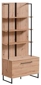 DODO - libreria moderna colore rovere con 4 mensole e un'anta