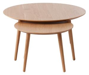 Tavolini rotondi in rovere decorato in colore naturale in set di 2 pezzi ø 88 cm Adda - Unique Furniture