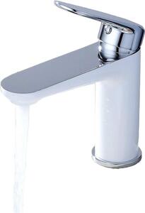 Miscelatore monocomando bianco cromato per lavabo