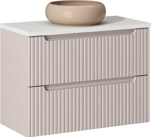 Mobile Bagno 80 Cm Con Lavabo Da Appoggio E Piano Bianco/Cashmere