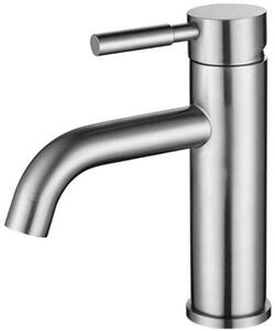 Rubinetto per lavabo - Altezza bocca 5,5 cm - Rubinetto per acqua calda e fredda - Rubinetto monocomando per lavabo - Miscelatore per acqua calda e fredda in acciaio inox spazzolato