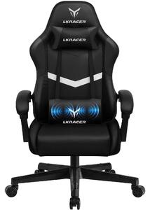GTPLAYER Sedia da gioco Sedia da ufficio Poltrona da gioco massaggiante Sedia da gioco ergonomica, poggiatesta con cuscino lombare massaggiante, sedia da gioco imbottita, sedia girevole