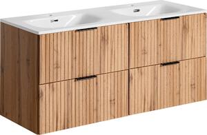 Mobile Bagno 120 Cm Rovere Wotan Con Doppio Lavabo