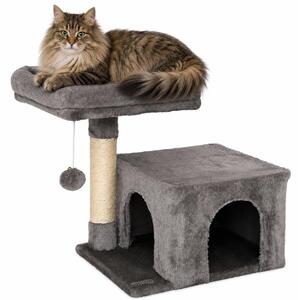 Tiragraffi lionto 50 cm, tiragraffi salvaspazio per gatti con copertura in peluche, palla da gioco e asta in sisal, per gatte e gattini, grigio scuro