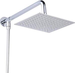 Doccia a pioggia con supporto a parete soffione quadrato da 203 cm - design - doccia a pioggia in acciaio inox cromato senza rubinetto