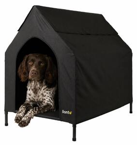 Lettino per cani lionto con tetto, lettino per cani resistente alle intemperie per interni ed esterni, traspirante e di facile manutenzione, 110x75x105 cm, nero