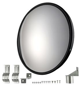 Specchio di sicurezza Wiltec da 80 cm, convesso, nero; specchio di sorveglianza rotondo con campo visivo di 160°, specchio convesso per interni