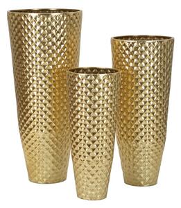 Porta Vasi Glotty Tris Ø48x110 cm - Ø40x93 cm - Ø33x77 cm in Ferro Oro