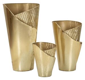 Porta Vasi Flosty Tris 39x42x75 cm - 32x32x55 cm - 25x25x35 cm in Ferro Oro