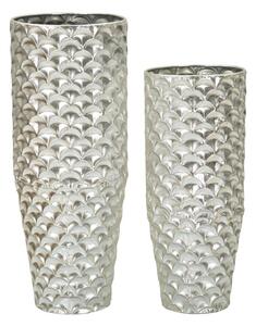 Porta Vasi Coppia Silvy Ø37x92 cm - Ø32x75 cm in Ferro Argento