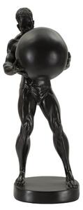 Statuetta Atlas 18,5x20,5x43,5 cm in Resina Nero e Oro