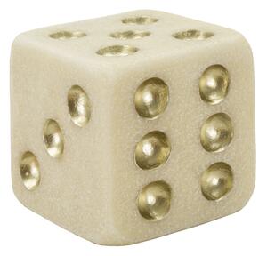Decorazione Dado Quarzy 12x12x12 cm in Resina Bianco e Oro