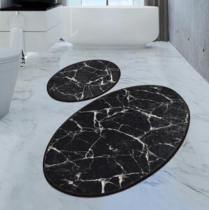 SET 2x Tappeto da bagno MARBLE 50x60/60x100 cm nero