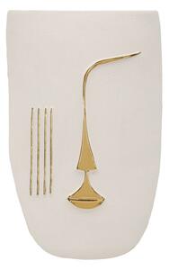 Decorazione Murable Mumbasa 26x6,5x39,5 cm in Ceramica Bianco e Oro