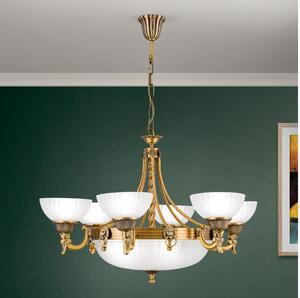 Orion LU 1689/6+3 - Lampadario a sospensione con catena ROCCA 9xE27/60W/230V diametro 75 cm bronzo/bianco