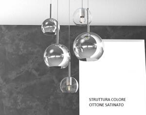 Sosp. ottone sat. rettangolare 5 luci vetri (1 grande cr+1 medio cr