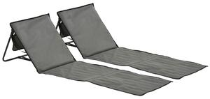 Set 2 Sdraio 142x51x40 cm Pieghevoli con Tasca Resistente Acqua in Tessuto Oxford Grigio