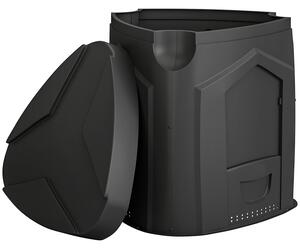 Compostiera da Giardino 78x75x78 cm Triangolare Girevole con 3 Porte in PP Nero