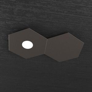 Plafoniera Industrial-Minimal 2 Moduli Hexagon Metallo Marrone 1 Luce Led 12W