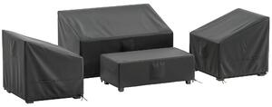 Set 4 Coperture per Mobili da Giardino 4 Pezzi Impermeabili in Tessuto Oxford 420D Nero
