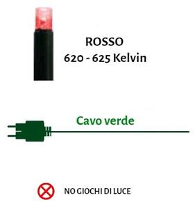 Catenaria Natalizia LED 11.6m, IP65, Cavo VERDE, Luce ROSSO Colore Rosso 620 - 625 °K