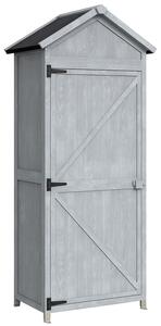 Armadio da Esterno 77x52,5x178 cm Armadio con Banco Lavoro Ribaltabile in Legno Grigio