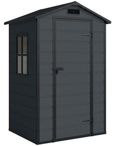 Casetta per Attrezzi a 2 Ingressi 128x104x196 cm con Finestre e Prese d'Aria in PP e Alluminio Grigio Scuro