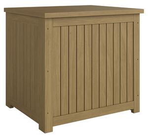 Cassapanca da Esterno 63x51x58,5 cm Capacità 130L con Coperchio Cerniere e Cinghia in Legno Marrone