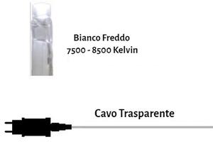 Tenda Natalizia LED , 2x2m, Cavo TRASPARENTE, IP44 Colore Bianco Freddo 7500 - 8500 °K