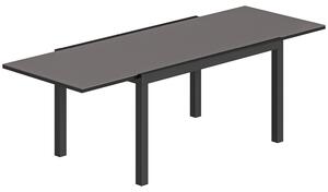 Tavolo da Giardino Allungabile 140-240x90x75 cm in Alluminio e Vetro Nero