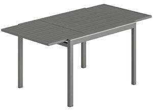 Tavolo da Giardino Allungabile 110-170x90x75 cm per 6-8 Persone con Piano a Doghe in Alluminio Grigio Scuro