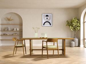 Sedia con braccioli in Teak e Tessuto Naturale e Crema - SOUADY