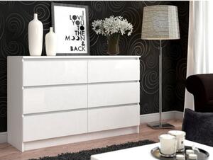 Cassettiera Credenza 140x40x77 Cm 6 Cassetti Artika Bianco Opaco