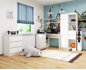 Scrivania Angolare 124 Cm 3 Cassetti Sinistra Bianco Opaco Artika