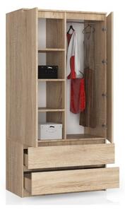 Armadio Guardaroba 2 Ante 2 Cassetti 90x50x180 Artika Rovere Sonoma