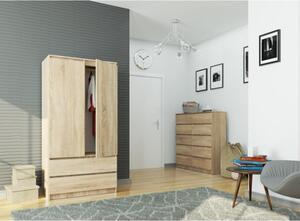 Armadio Guardaroba 2 Ante 2 Cassetti 90x50x180 Artika Rovere Sonoma