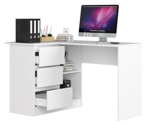 Scrivania Angolare 124 Cm 3 Cassetti Sinistra Bianco Opaco Artika