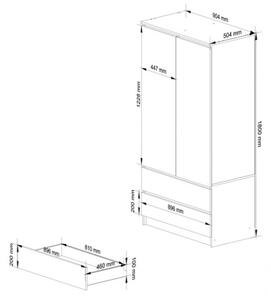 Armadio Guardaroba 2 Ante 2 Cassetti 90x50x180 Artika Rovere Sonoma
