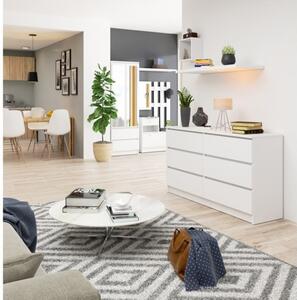 Cassettiera Credenza 140x40x77 Cm 6 Cassetti Artika Bianco Opaco