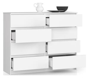 Cassettiera Credenza 120x40x100 Cm 8 Cassetti Artika Bianco Opaco