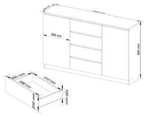 Credenza Soggiorno 2 Ante 4 Cassetti 160x40x100 Artika Bianca