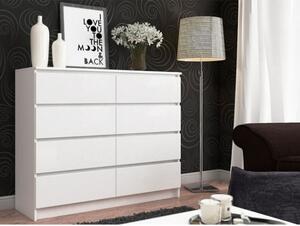 Cassettiera Credenza 120x40x100 Cm 8 Cassetti Artika Bianco Opaco