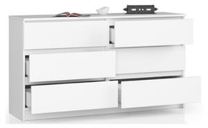 Cassettiera Credenza 140x40x77 Cm 6 Cassetti Artika Bianco Opaco