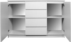 Credenza Soggiorno 2 Ante 4 Cassetti 140x40x100 Artika Bianca