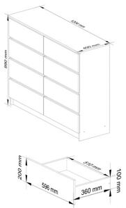 Cassettiera Credenza 120x40x100 Cm 8 Cassetti Artika Bianco Opaco