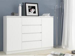 Credenza Soggiorno 2 Ante 4 Cassetti 140x40x100 Artika Bianca