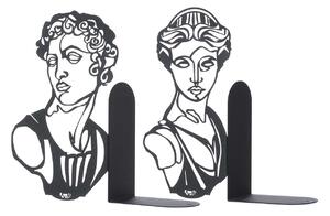 Arti e Mestieri Set 2 pezzi ferma libri in metallo dal design classico ed elegante Afrodite e Ares Metallo Nero