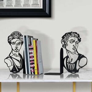 Arti e Mestieri Set 2 pezzi ferma libri in metallo dal design classico ed elegante Afrodite e Ares Metallo Nero