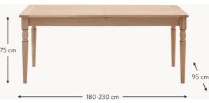 Tavolo allungabile in legno fatto a mano Eton, 180 - 230 x 95 cm